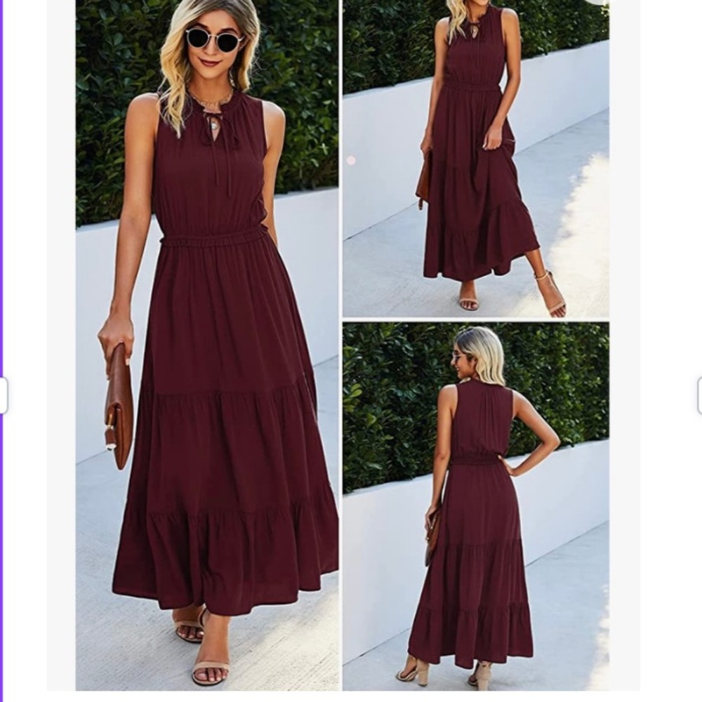 Women’s Elegant Fashion Dress | Wine Red | Medium